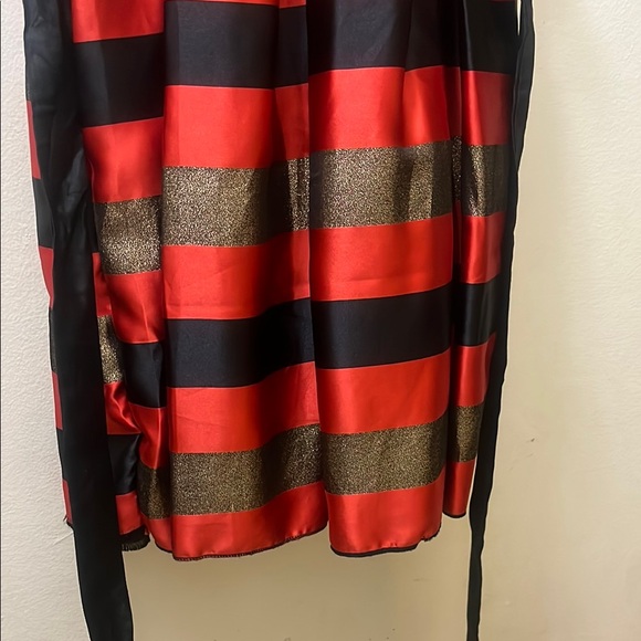 Black, Red and Glitter Gold Elegant Fit and Flare Sleeveless Pleated Dress Girl - Picture 7 of 17